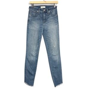Madewell 10" High-Rise Skinny Jeans Womens 26 Blue Raw Step Hem Frayed Denim